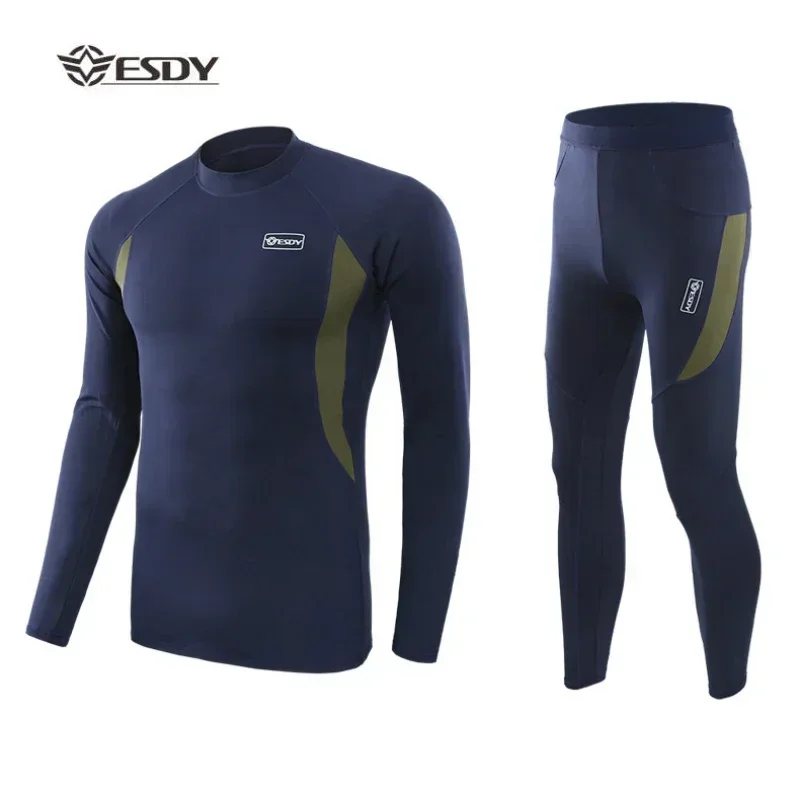 

Thermal Underwear Outdoor Winter Sports Trainning Exercise Sets Fleece Suits Running Quick Drying Warm Underwear Men Clothing
