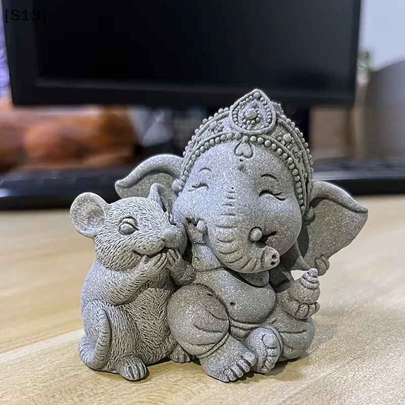1pc Elephant Statue With Hands Clasped In Prayer Position, A Guardian Elephant Statue, For Home Decoration.[Q]Q@