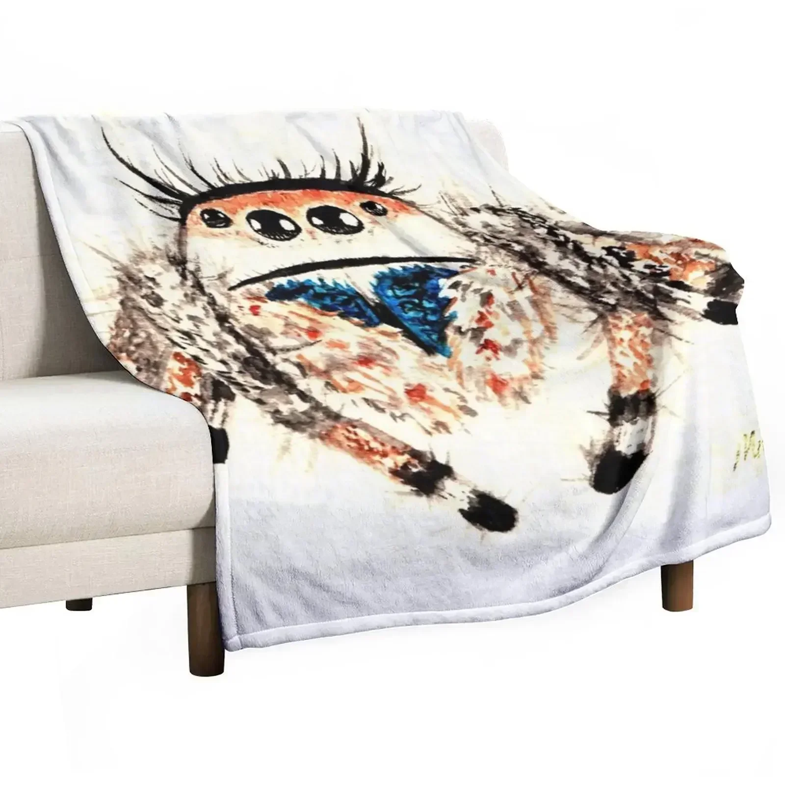 Phid. Regius Jumping Spider Watercolor Throw Blanket Soft Beds Warm Thins Flannels Blankets