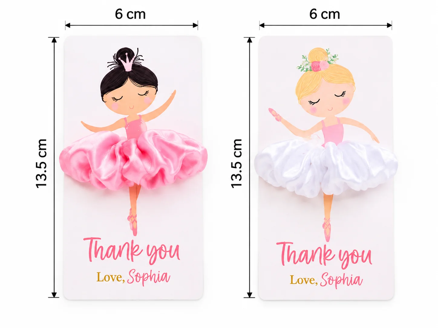 Customizable Ballet Girl Hair Tie Card Gift, Thank You Card, Birthday Party Favor, Creative Children's Party Gift, Pink Satin Hair Tie (Card + Hair Tie), Skirt Decoration Card