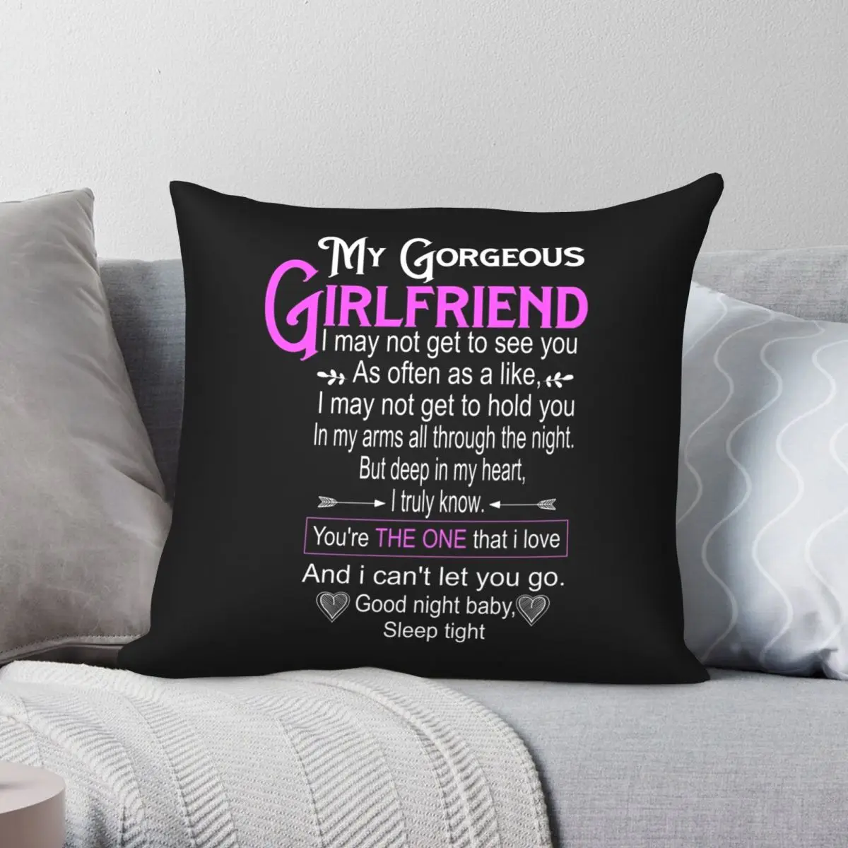 To My Gorgeous Girlfriend Square Pillowcase Polyester Linen Velvet Pattern Zip Decor Room Cushion Cover