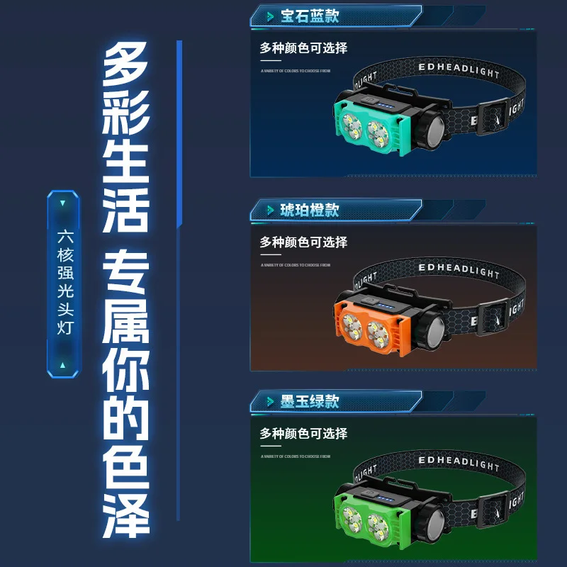 Buitenkoplamp LED-oplaadkoplamp Zaklamp Magneet Nachtvislicht Buitenverlichting