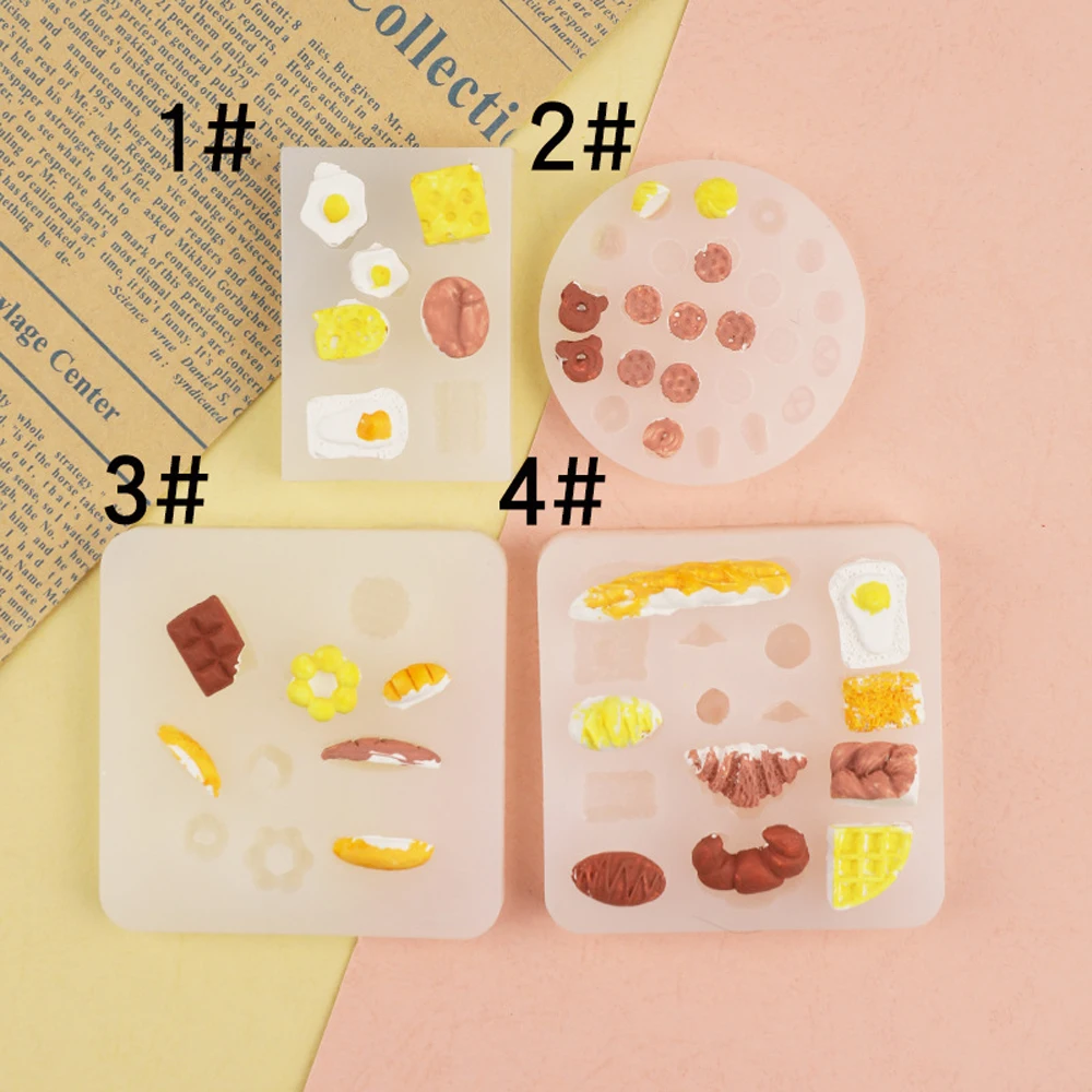 Mini Silicone Mold Cookie Croissant Egg-tart Heart Shaped for DIY Polymer Clay Food Toys Epoxy Resin Nail Art Accessories Making
