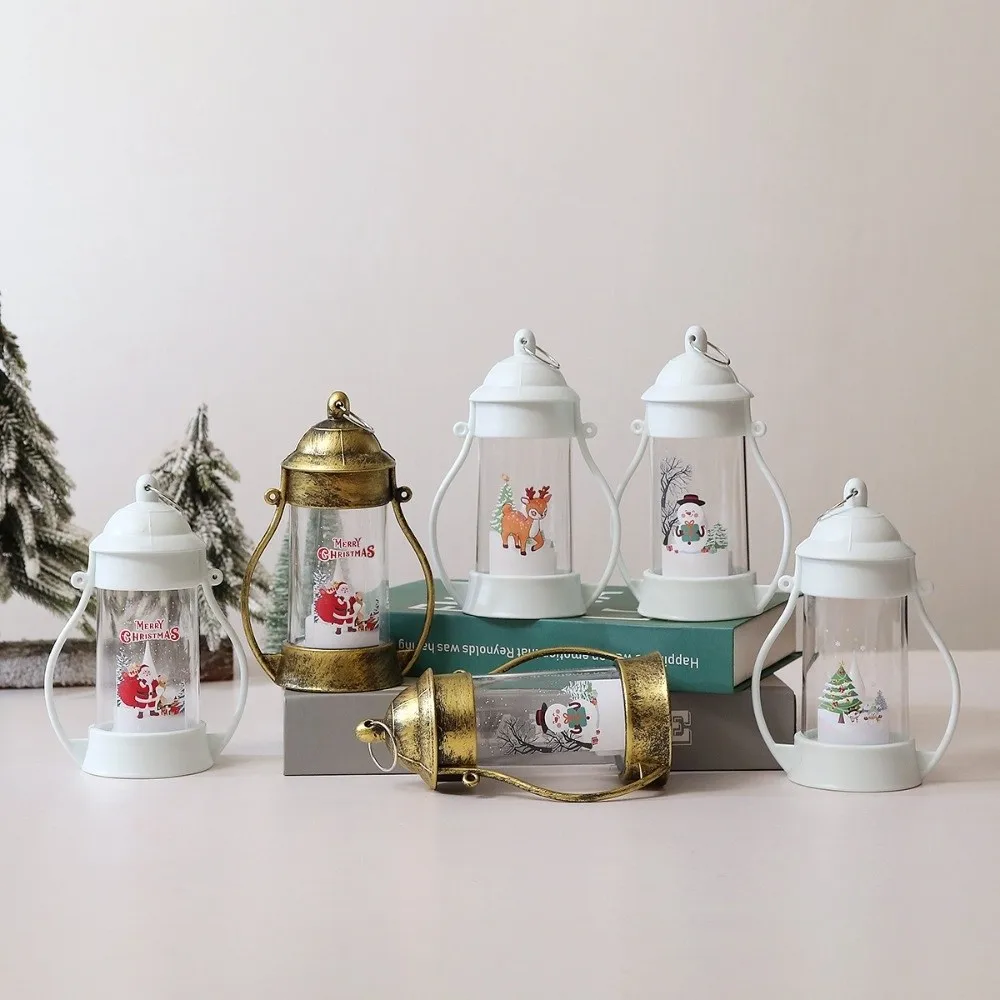 Creative Santa Claus Christmas Lantern Snowman Durable Christmas Wind Lamp With Hook Glowing Desktop Christmas Lamp New Year