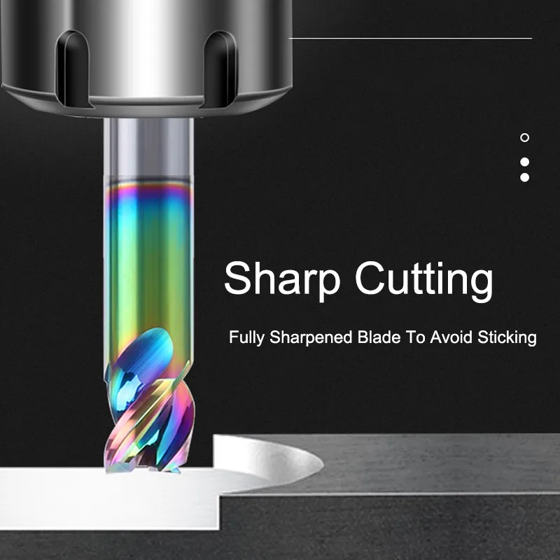 SHAZAM CNC Machining Tools 1.0mm-12.0mm 3-Flute Short Edge Milling Cutter Tungsten Steel Carbide Colorful Coating Flat End Mills