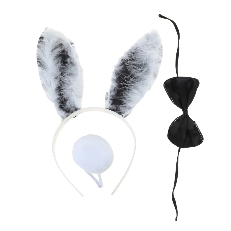 Oreille lapin en peluche bandeau Sexy bandeau queue accessoires fête Costume dame casque