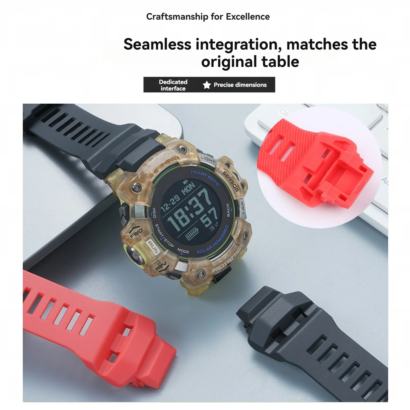 Replacement GBD-H1000 for Casio G-SHOCK Watch Band 3475 Catman Series Black Resin/Silicone Accessory Watch Band view 2