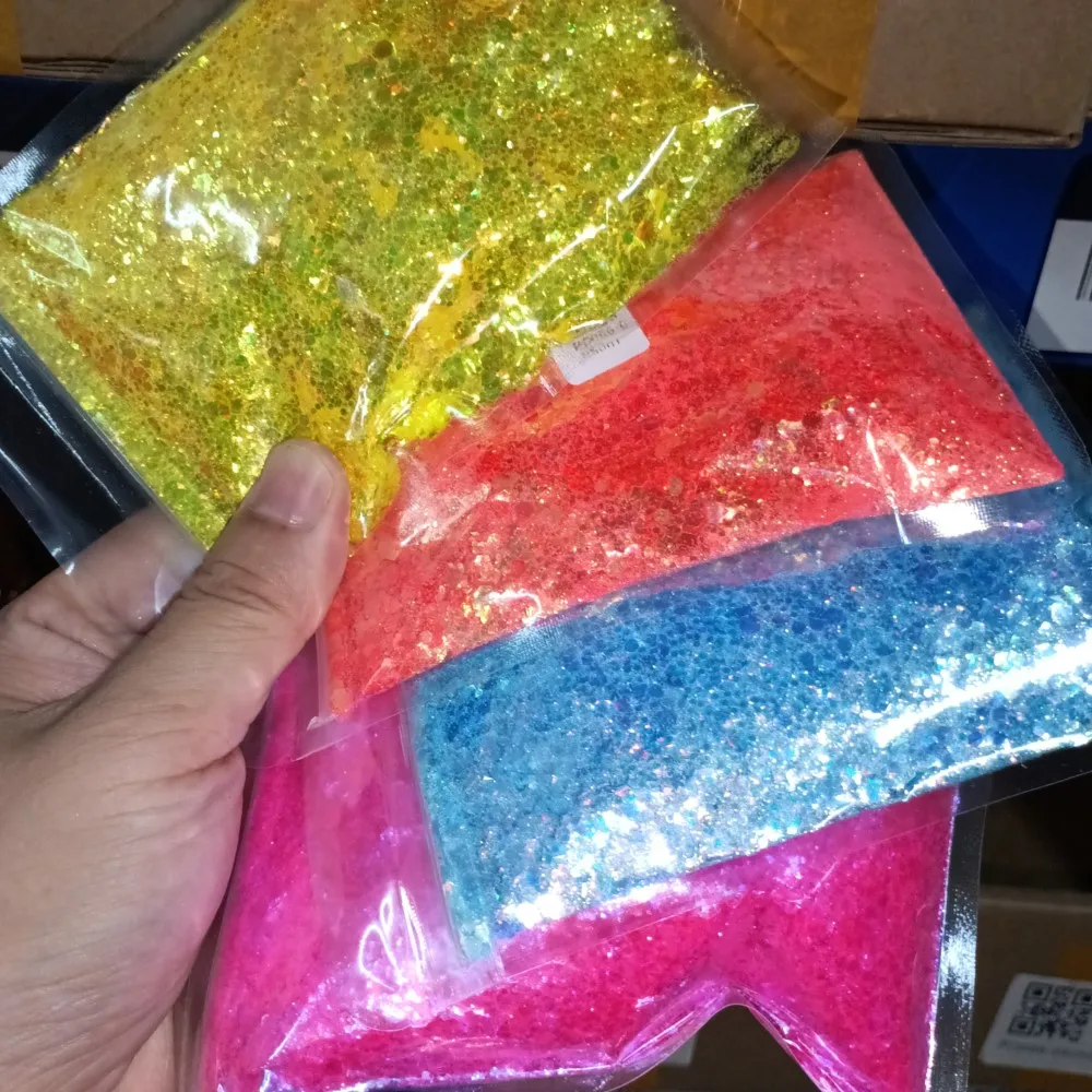 1 Bag (50g) Iridescent Glitter Irregular Nail Sequins AB Mermaid Flakes Hexagon Spangle Pailliette Mixed Powder Nail Art Glitter