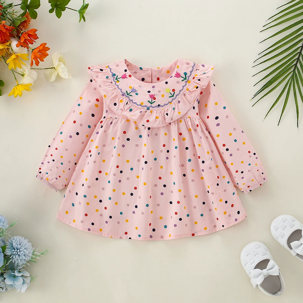 6 Months -2 Years Spring/Autumn New Baby Girl Dress Long Sleeved Sweet Cute Girl Daily Casual Outdoor Dress Children's Clothing