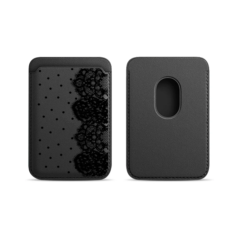Gepunktete Spitzen-Leder-Kartenhülle Telefonkartenhalter Magnetische Hülle Geeignet für alle iPhones mit Magsafe-Kartenfunktion Rückseitentasche – Detail 11