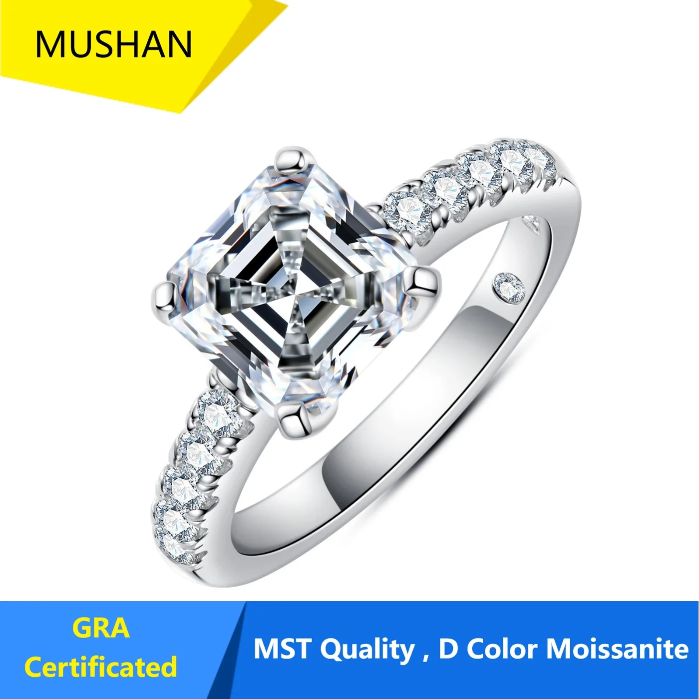 MUHAN Luxury Jewelry  925 terling ilver Ring Wedding Band  Women GRA Certificated Moissanite Diamond Rings D Color Fine Jewelry