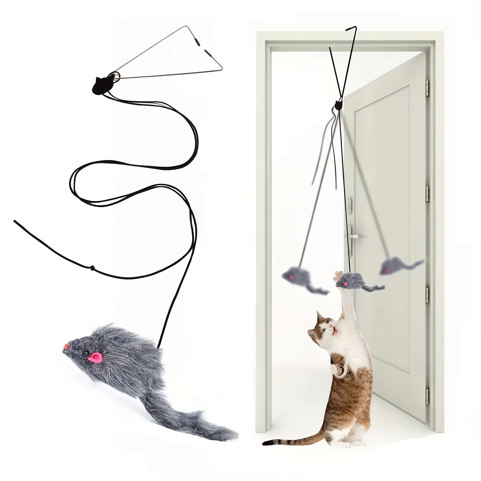 Hängende Tür Maus Teaser Stange elastische Clip Tür Schaukel Sprung Spielzeug für Katze Dekompression Heimtierbedarf Tür hängen Katzenspielzeug