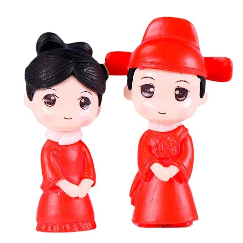 2PCS Wedding Decor Doll Figurine Lovers Figures Couple Miniature Boy Girl Model Princess Fairy Garden Gnome Valentine's Day Gift