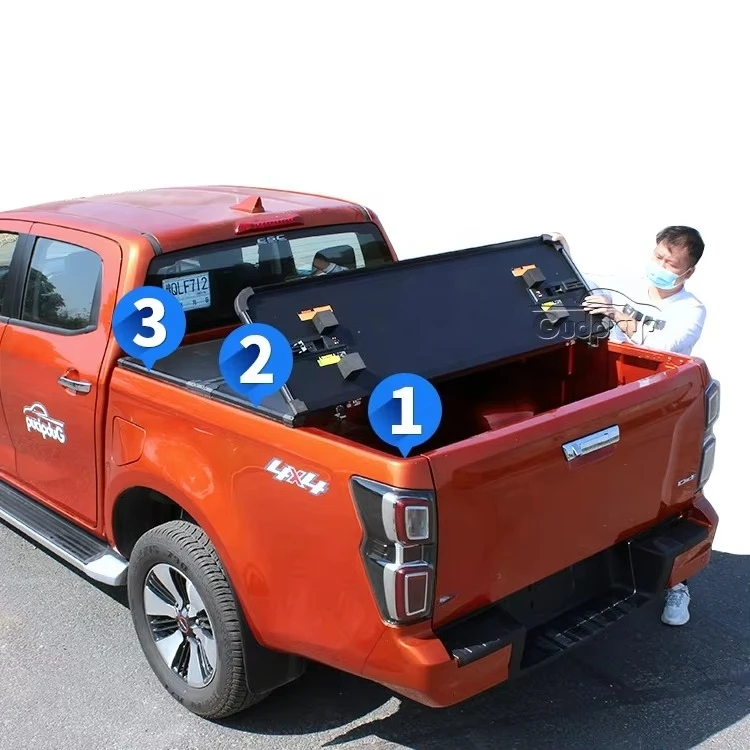 

Benext Aluminum Hard Tri Folding Pickup Tonneau Cover for Ranger 2023 ISUZU Dmax Hilux Revo Bt50