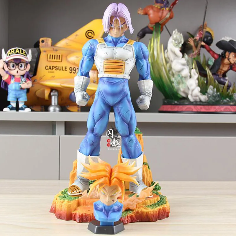 Dragon Ball Z CPR Trunks Action Figure with Two Heads Anime DBZ Torankusu Model Ornament Peripheral GK Statue Gift for Children