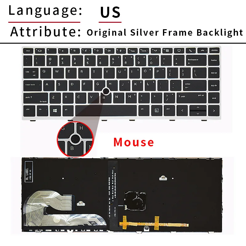 Imagem -03 - Teclado Retroiluminado para hp Elitebook Eua e Rússia Novo Layout dos Eua 745 g5 840 g5 846 g5 840 g6 Zbook 14u g5 14u g6