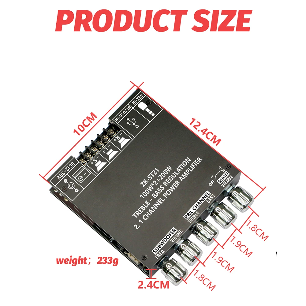 ZK-ST21 DC12-30V 10A بلوتوث مضخم رقمي مجلس 2.1 قناة 100 واط + 100 واط + 200 واط مضخم الصوت قوة الصوت ستيريو باس TPA3221 رقاقة #2