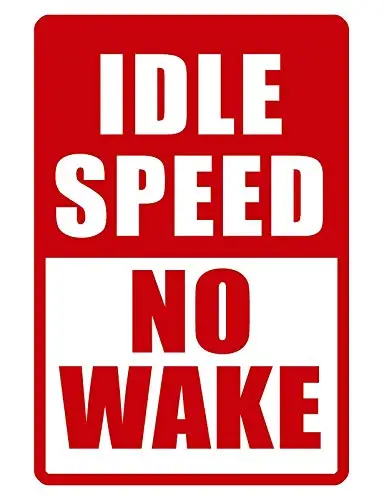 Patisaner No Wake Idle Speed Sign Durable Aluminum Tin Sign 8x12 inches/20x30cm