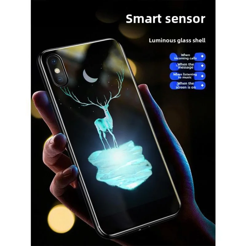 Sound music control luminous phone 16 15 Pro 14 13 12 call glowing LED light up Capa