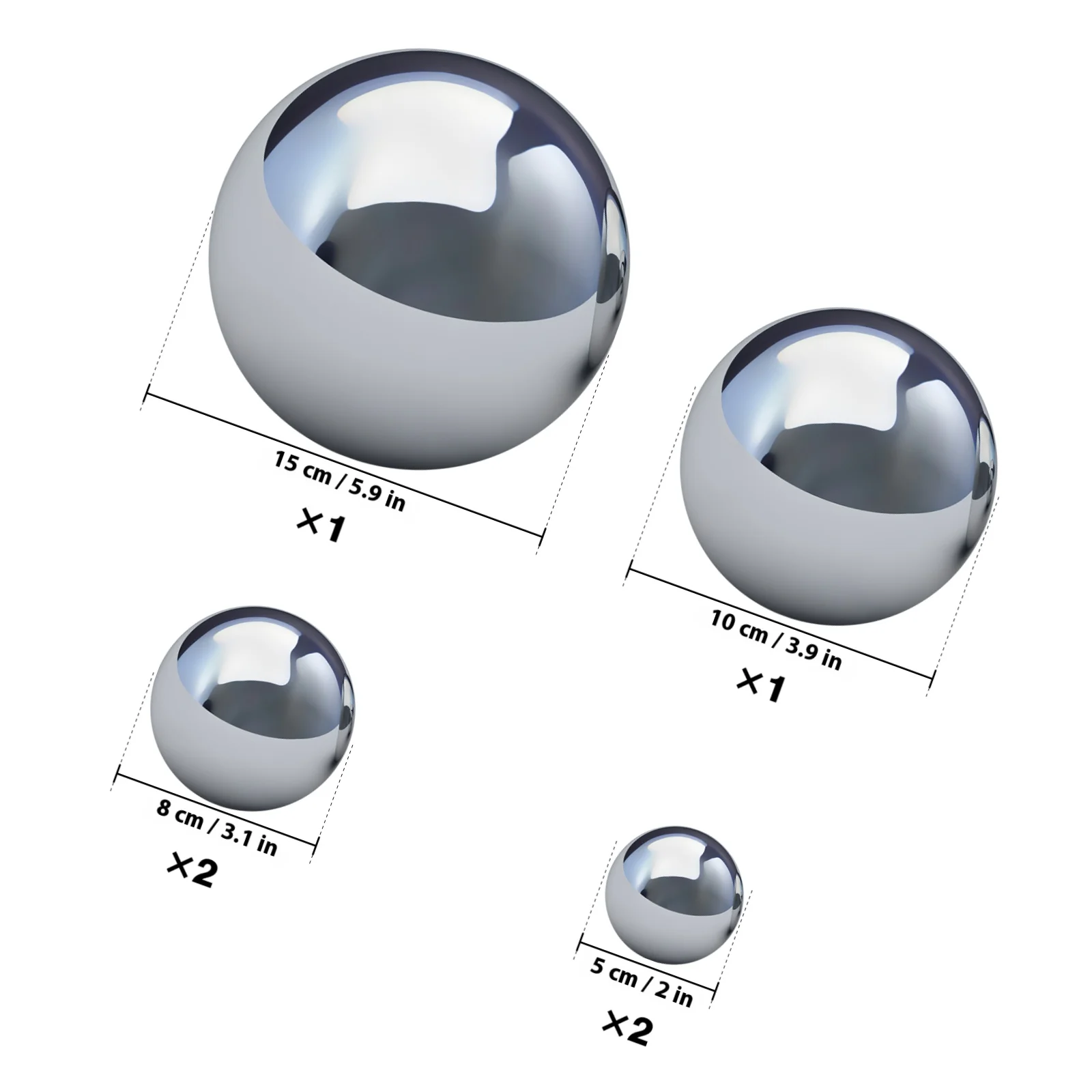 6 pcs Mirror Polishing Balls Stainless Steel Garden Spheres Outdoor Decorative Round Orbs For Yard Patio Home Office Decoration