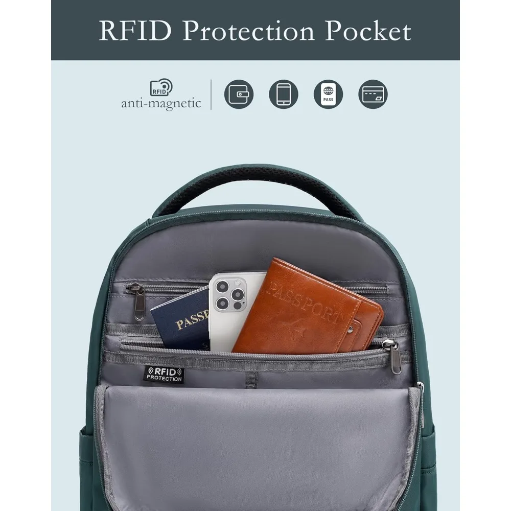 Juego de equipaje de 3 piezas con maleta de mano giratoria de 20 pulgadas, maleta rígida y mochila de viaje - Azul verde azulado