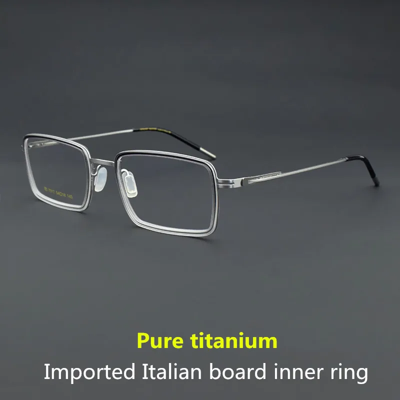 

pure Titanium Glasses Frame for Men women 7517 Vintage square Myopia Prescription Eyeglasses Frames Optical Eyewear spectacle