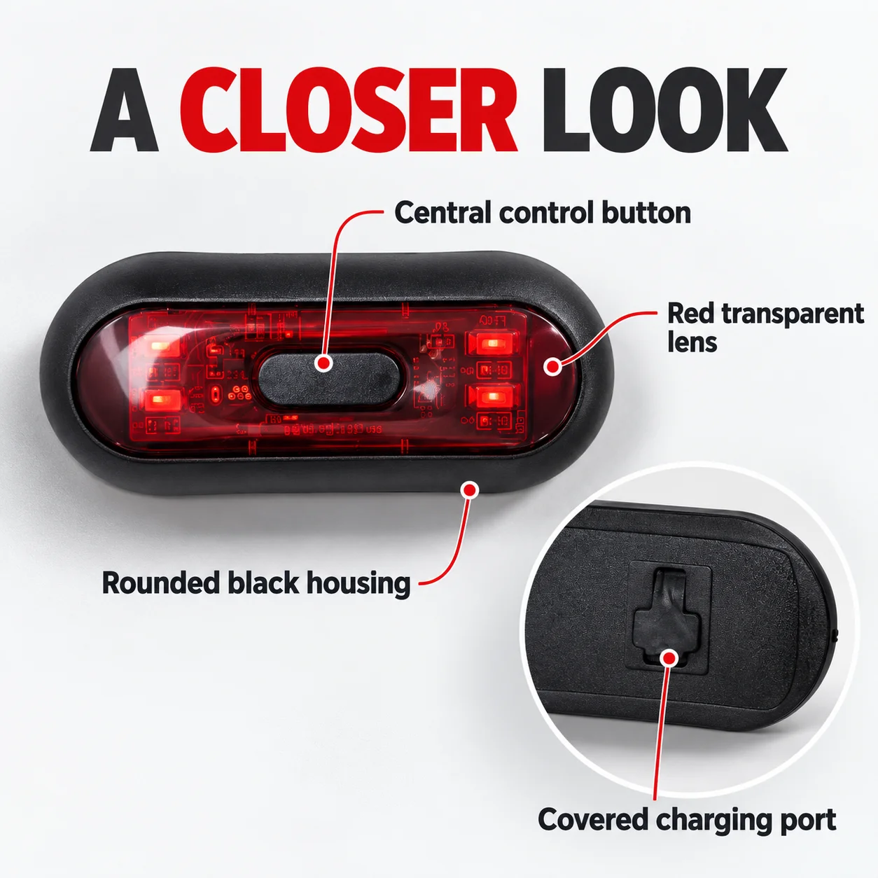 Bicycle Helmet LED Light, 16 LED Beads USB Rechargeable Safety Taillight for Cycling & Motorcycles, Bike Helmet Accessories gallery 1