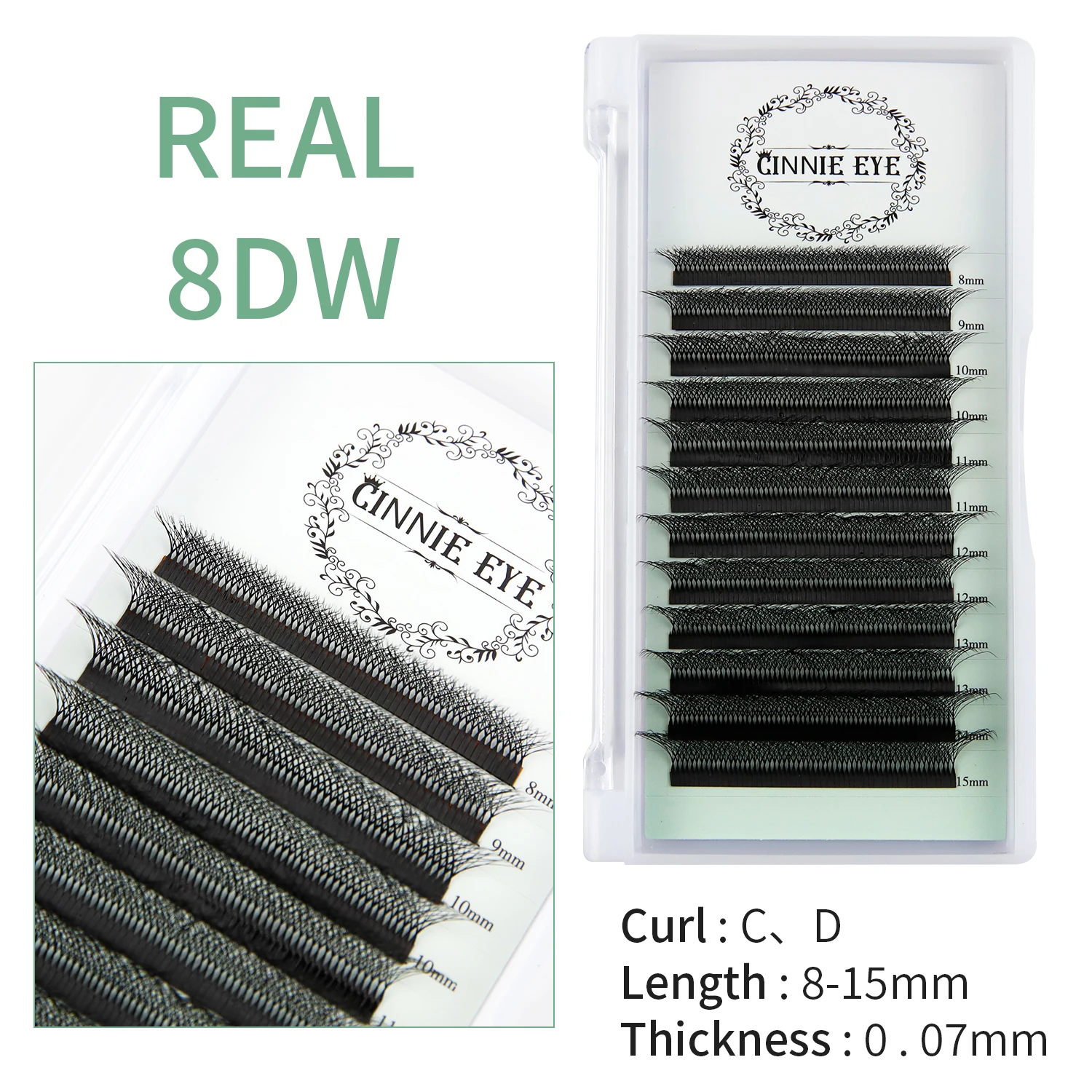 Real 8DW Eyelash 5W 6W 8W Individual Cluster Eyelash Extension Cila 8W Lash Bunches Cilios 8D Premade Volume Fans Lash Wholesale