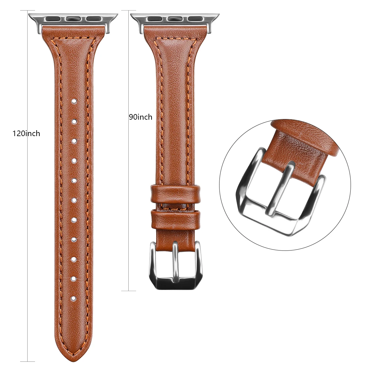 Leather Bands Compatible Apple Watch Band Slim Replacement Wristband Sport Strap for Iwatch SE Series 9 8 7 6 5 4 3 2 1