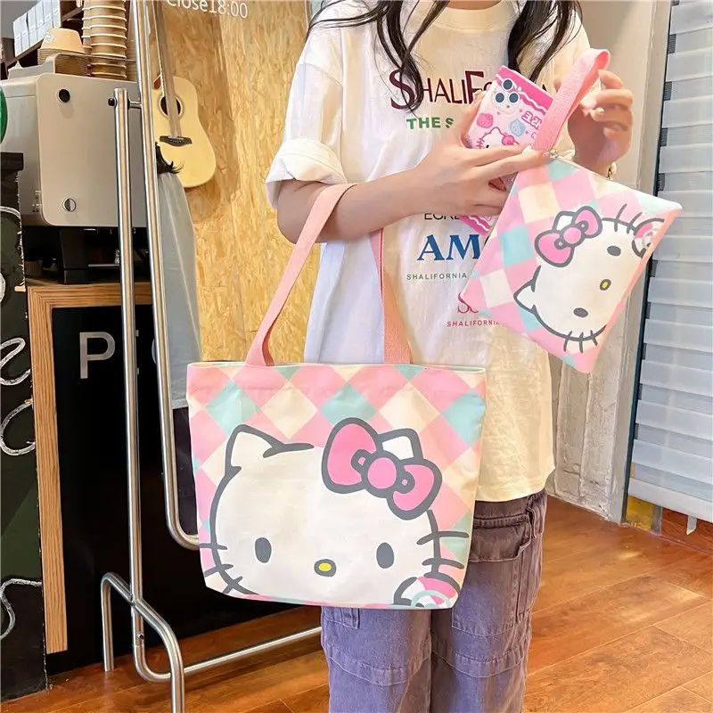 

MINISO милые сумочки Hello Kitty модные трендовые Роскошные брендовые дизайнерские сумки через плечо вместительные кавайные оксфорды для женщин