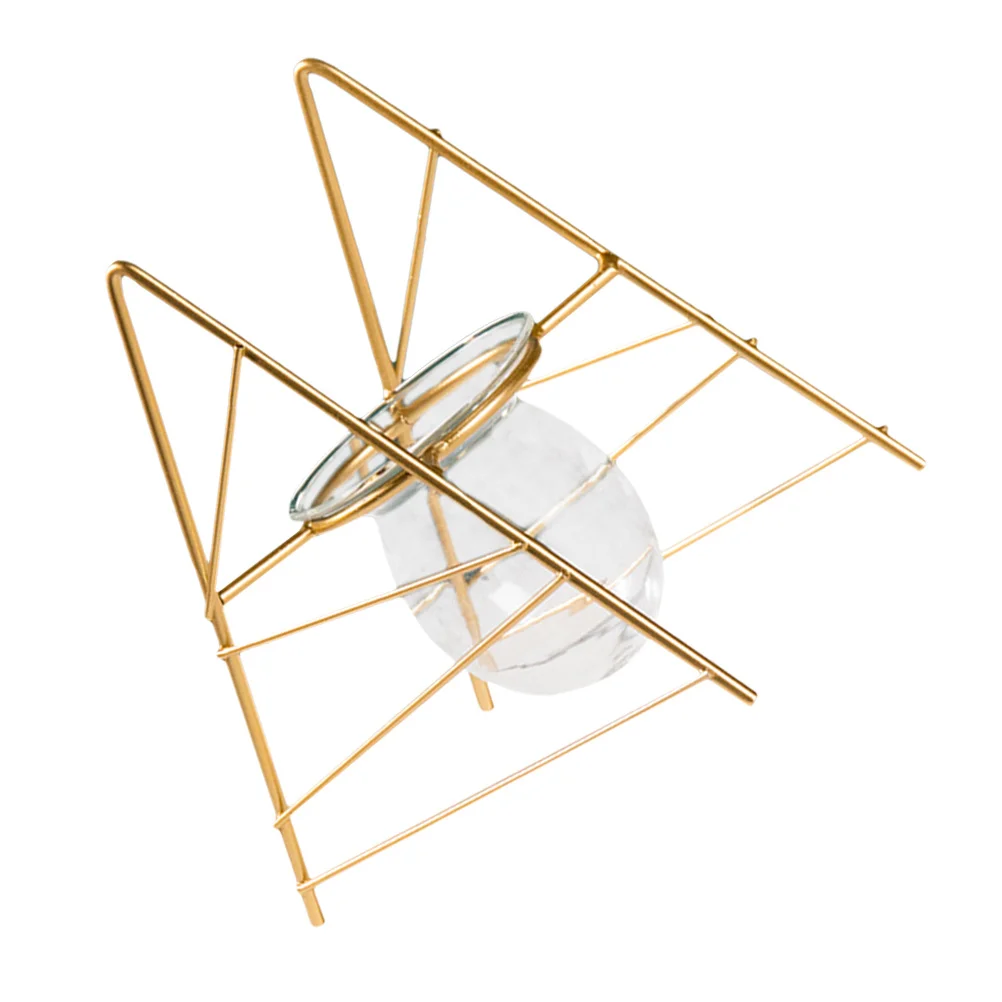 

1Set Transparent Glass Flower Vase Iron Art Plant Decoration Long-Lasting Flower Arrangement Vase for Home Wedding