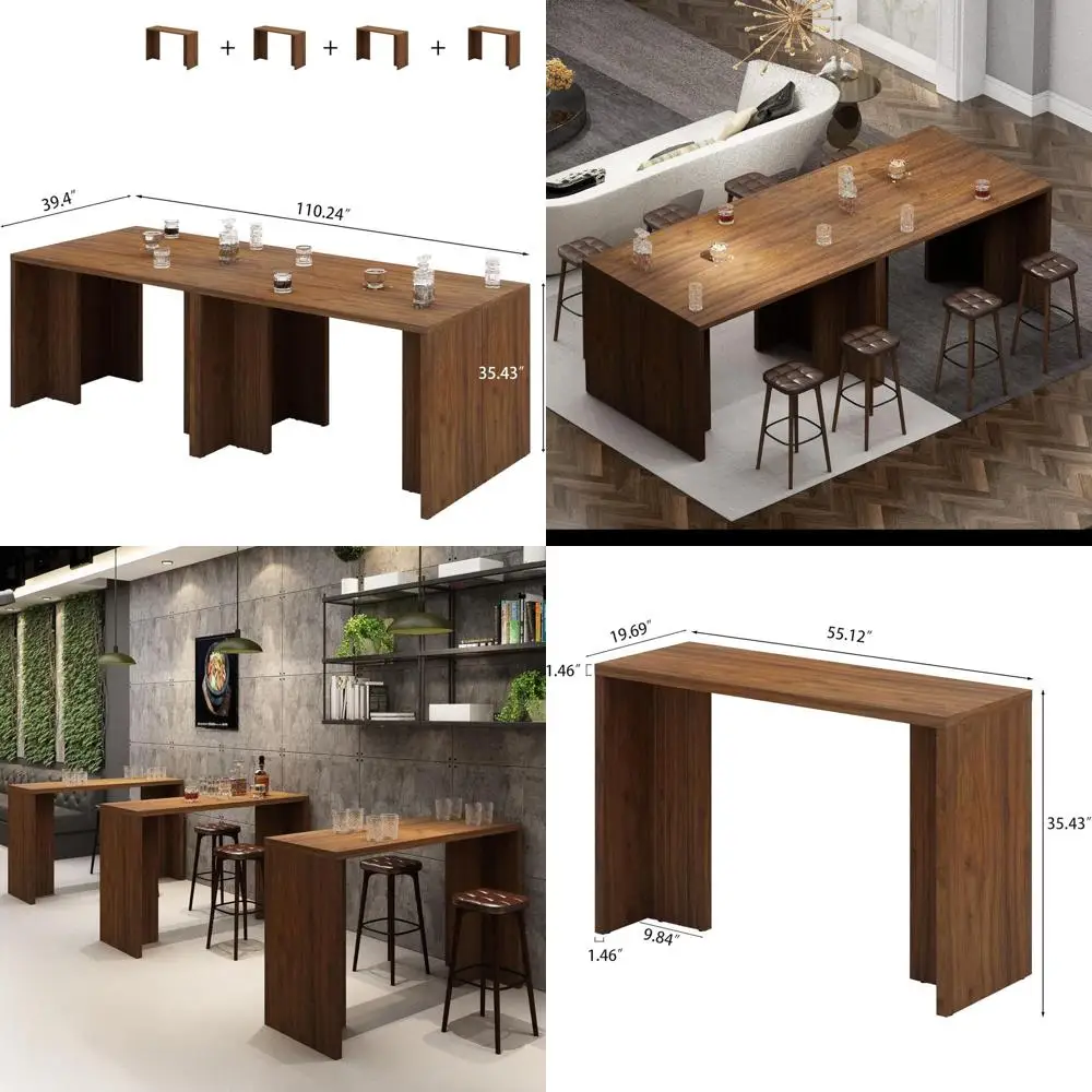 

Винтажный обеденный стол из орехового дерева, 55,12 дюйма в длину, высокий, для кухни или дома, в элегантном стиле кафе