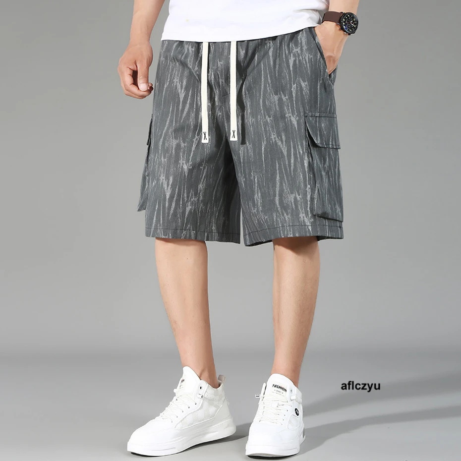 Summer Shorts Men Plus Size 10XL 12XL Cargo Shorts Fashion Casual Aflczyu Elastic Waist Short Pants Male Big Size 12XL