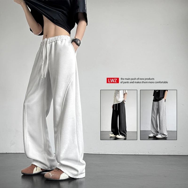 

American Men's Joggers Pants Loose Fit Straight Leg Casual Baggy Trousers for Spring Autumn Draped Wide Leg Jogging Pants Men
