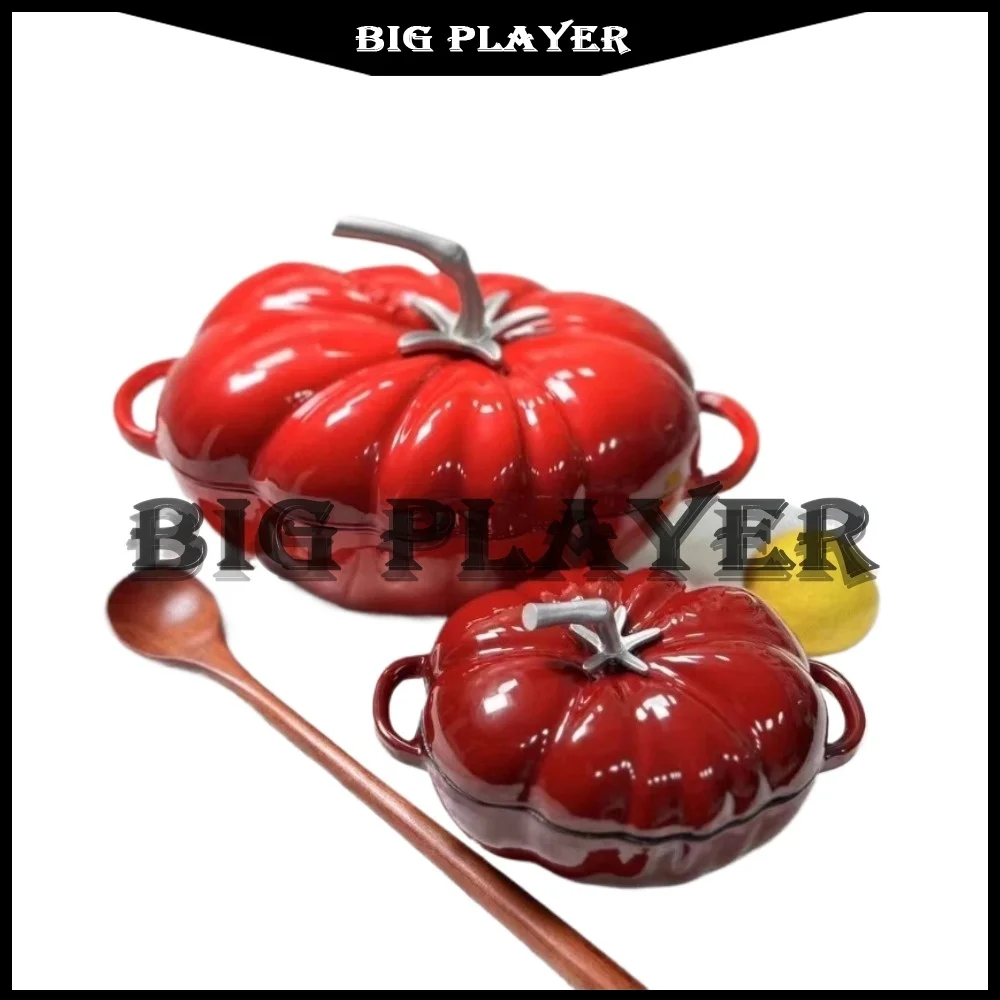 

BCA20B бытовой чугун в форме помидоров, 27 см, эмалированная кастрюля для приготовления тушения, супа, утолщенная кастрюля с плоским основанием, индукционная плита