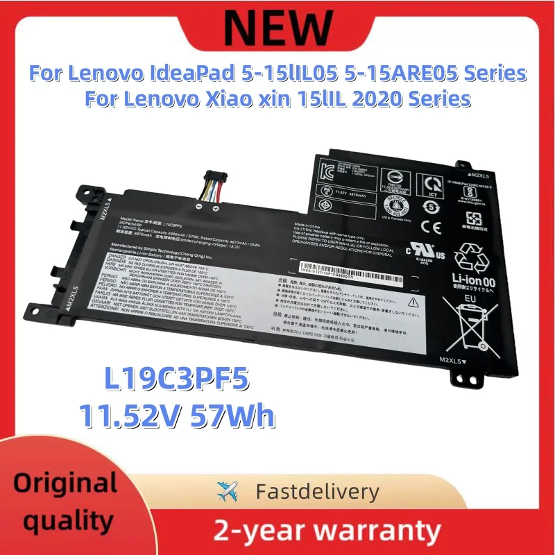 L19C3PF5 L19M3PF6 Laptop Battery For Lenovo IdeaPad 5-15IIL05 5-15ARE05 Series L19M3PF6 L19C3PF4 L19D3PF3 L19L3PF2 SB10W86938