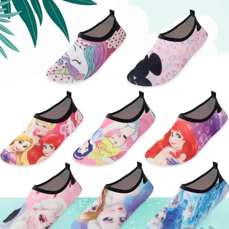 Children Beach Shoes Rubber Cartoon Print Swimming Shoe Quick-Drying Aqua Non-slip Children Water Wading Shoes Beach Water Parts