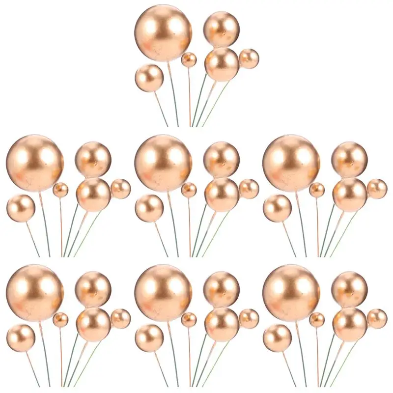 

42Pcs Cake Topper Gold Cupcake Insert Topper Set Cake Topper Mini Balloon Cake Toppers Silver Foam Ball Mini Balloon Cakes