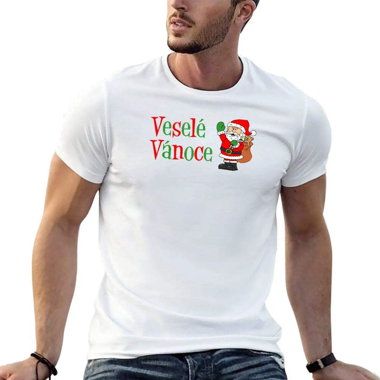 Vesele Vanoce Merry Christmas Czech T-Shirt t shirts for man slim fit t shirt men 100% cotton luxury brand T-Shirt