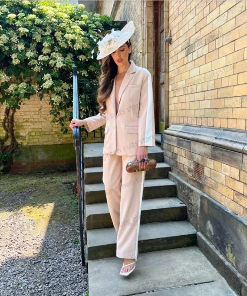 Traje de esmoquin para mujer, chaqueta y pantalones hechos a medida, conjunto de chaqueta de 2 piezas, rosa y blanco, vestido Formal de negocios para graduación, abrigo de boda