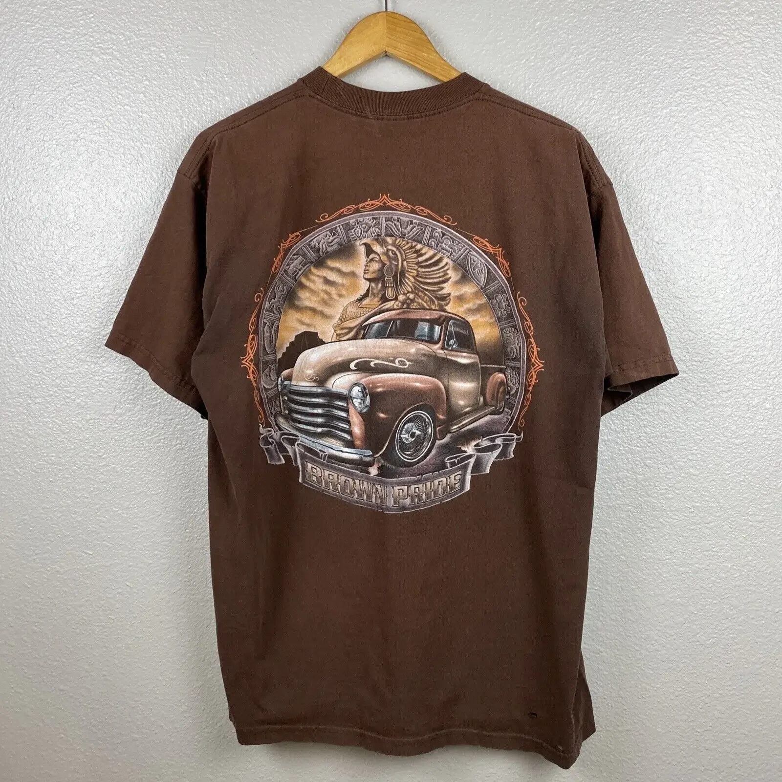 

Vintage 90S Chicano Old School Low Rider Shirt Brown Pride Faded Shirt Size Xl