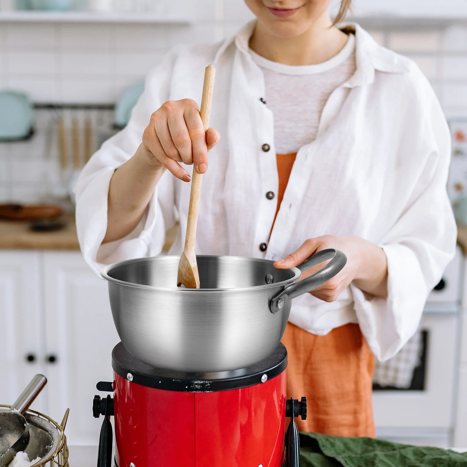 

Stainless Steel Mixing Basin 20Cm Korean Ramen Pot For Induction Stove Salad Bowl Kitchen Cookware Home Supply