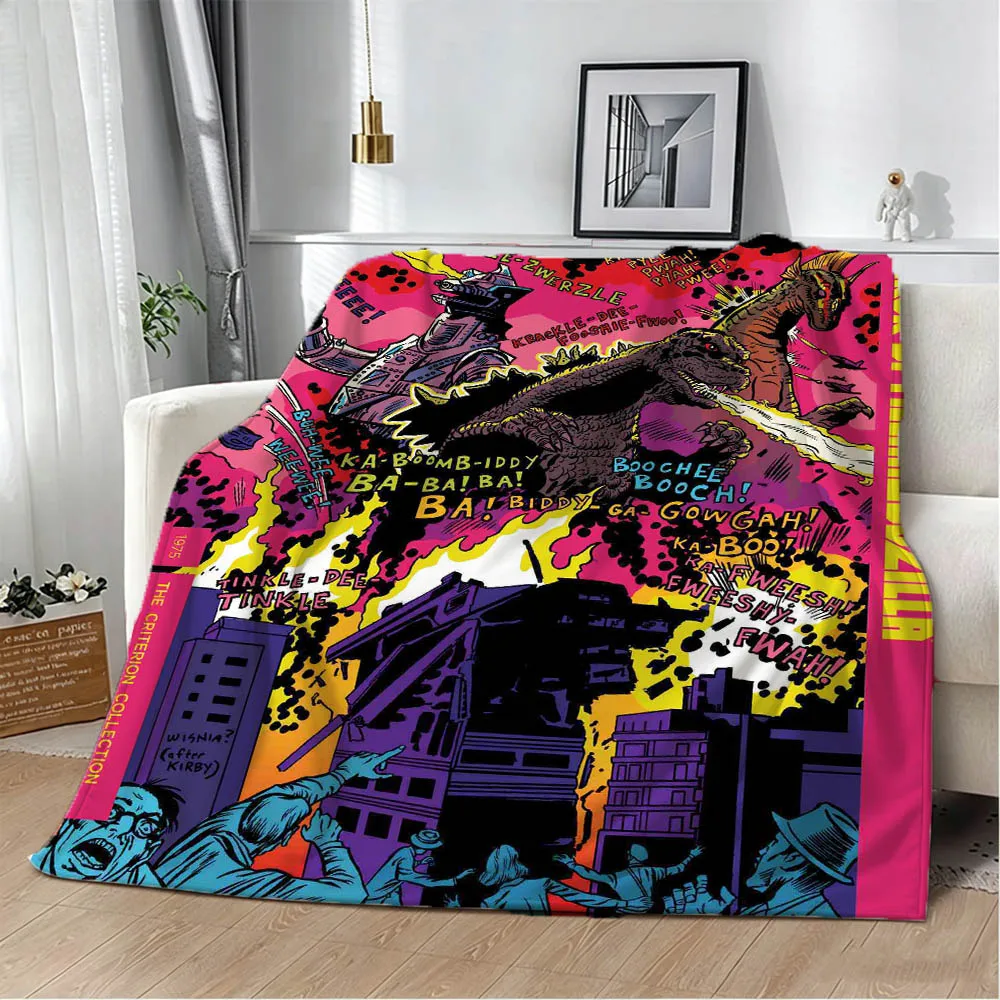 G-Godzilla-S 2 M-Monster King Classic 3D Flannel Blanket Soft Throw Blanket Art For Home Decor Bedroom Bed Sofa Picnic Fans Gift
