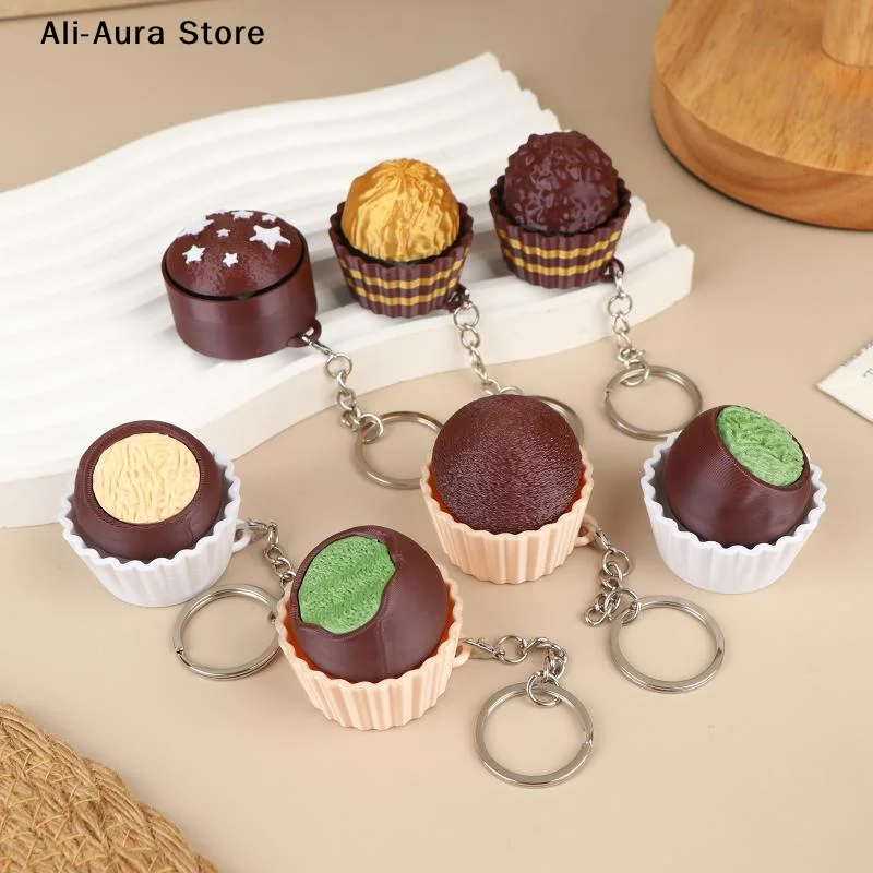 Simulated Chocolate Keyboard Keychain Fidget Toys Push Stress Relief Sensory Toys 3D Chocolate Keyboard Clicker For Kids Adults