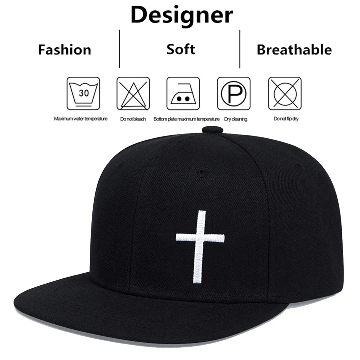 Unisex Cross Embroidery Hip-hop Hats Spring Autumn Outdoor Adjustable Casual Baseball Caps Sunscreen Hat