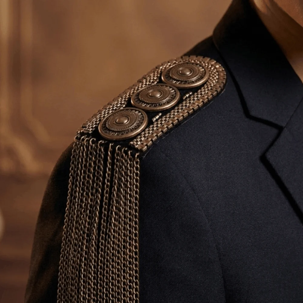 Luxury Alloy Shoulder Epaulets Chain Tassel Decorative Fringe Shoulder Ornament DIY Retro Shoulder Board Uniform