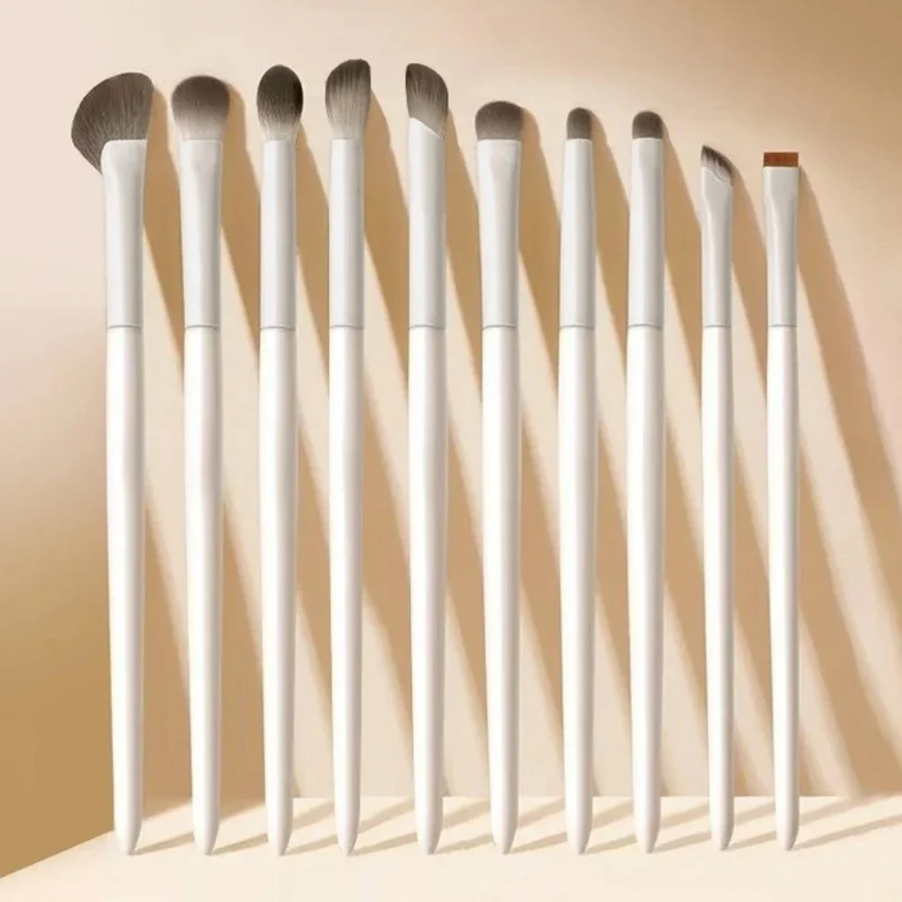 5/6/8/10Pcs White Eye Makeup Brushes Set Ultra‑Soft Porcelain Cloud Bristles Detail Eyeshadow Blending Eyeliner Brow Makeup Kit