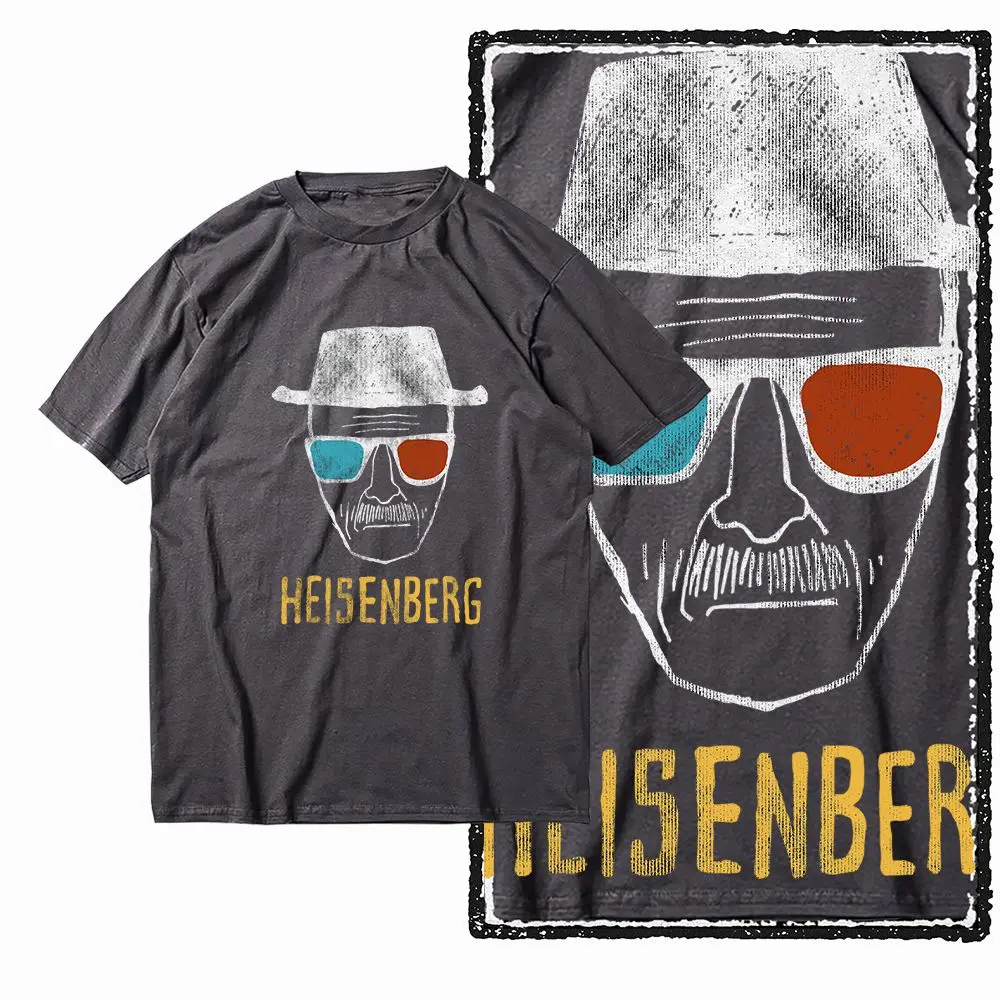 G05 Charcoal Cotton Vintage Heisenberg Graphic Men T-shirt |  Streetwear Big Size Cool O-neck men's Tee Tshirt