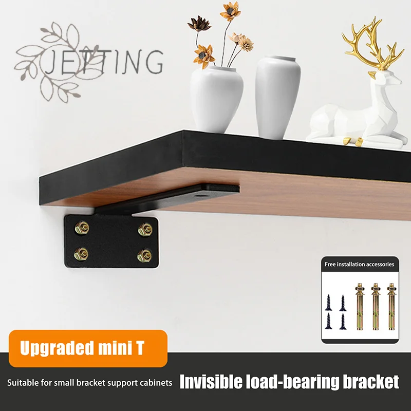 Hot 1 Set Heavy Duty Cast Iron Shelves Brackets Floating Shelf Brackets 4MM Thicked Invisible L Brackets For Shelves Support