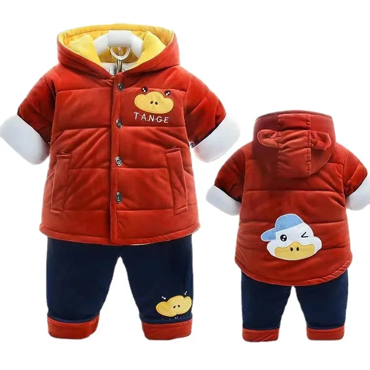 

Baby Cotton Coat Thickened and Velvet Set Baby Clothes Winter Clothes 0-3 Year Old Children Cotton Coat Outer Warm Cotton Clothe